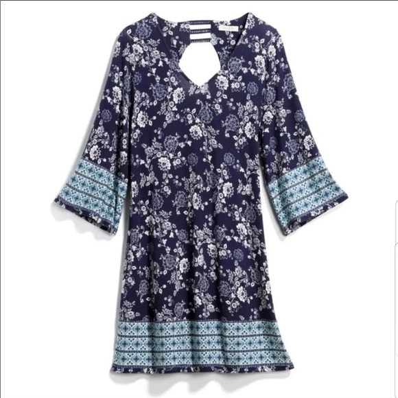 Skies are Blue Wren Knit Navy Floral Dress - Picture 1 of 3